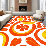 Retro Citrus Burst Abstract with Swirling Petals (Orange) - ODIKA