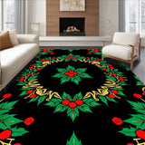 Holly Berry Wreath Traditional Seasonal Decoration Entrance(Black)