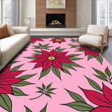 Poinsettia Bloom Motif Christmas Themed Area Floor Covering(Pink)