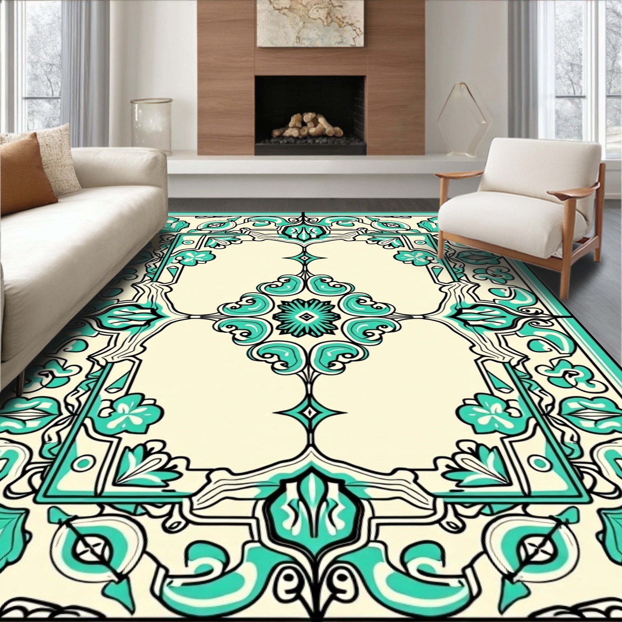 Tile Mosaic with Ornate Mediterranean (Beige) - ODIKA