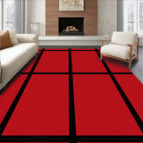Classic Windowpane Grid with Borders and Deep Color Contrast(Red)