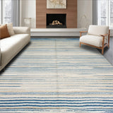 Handcrafted Loop Pile Featuring Subtle Beige and Blue Tones(Blue)