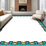 Art Inspired Bordered Chevron with Interlocking Wave Motif (Black)