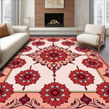 Damask Rose Motif with Interlocking Petal Arrangements(Red)