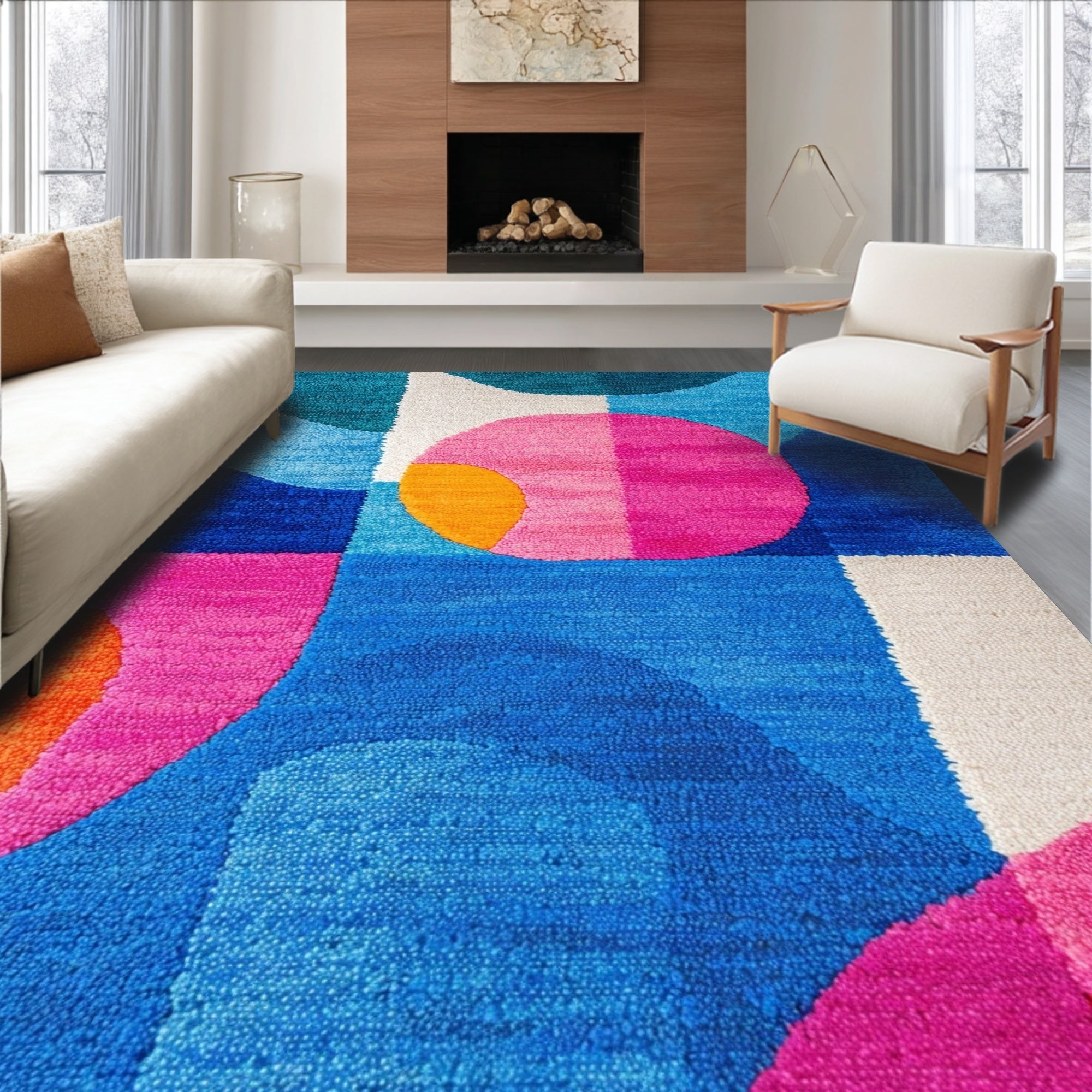 Ultra Soft Area Rug, Non Slip, Stain Resistant, Washable Area Rugs for Living Room, Bedroom, Vibrant Abstract Living Room Non-Shedding Area Rug(Blue)