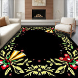 Festive Bells Motif with Holly Sprigs and Glitter Accents Design(Black)