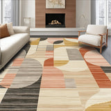 Brown Beige Abstract Interlaced Linear Curved Elements(Beige)