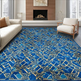 Contemporary Geometric Design Runner Area with Dynamic Shapes(Blue)