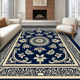 Damask Style Tapestry with Repeating Floral Motifs (Blue)