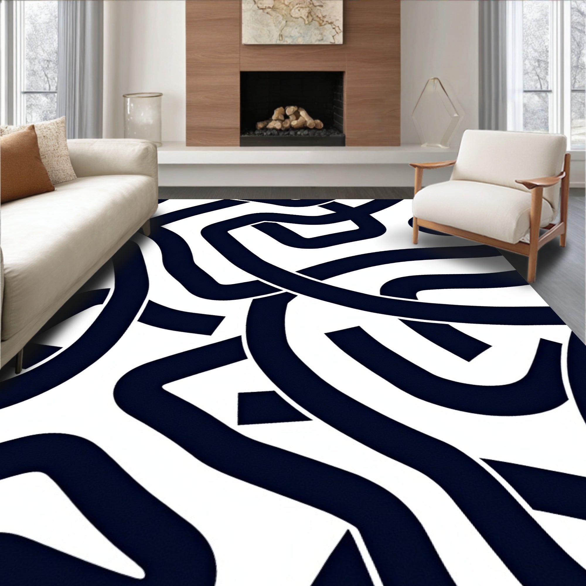 Abstract Wave with Interlocking Angular Shapes (White) - ODIKA