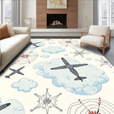 Aviation Journey Sky Map Featuring Cloud Navigation Flight Routes(Light Blue)