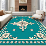 Artisan Medallion Featuring Lattice Scrollwork and Floral Emblems(Teal)