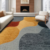 Ultra Soft Area Rug, Non Slip, Stain Resistant, Washable Area Rugs for Living Room, Bedroom, Modern Brown Gray Bedroom Plush Swirl Carpet(Gold)