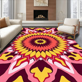 Retro Sunburst Mosaic with Abstract Boho Petals and Festive Details(Pink)