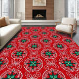 Snowflake Medley with Interlocking Festive Motifs and Holly Accents(Red)