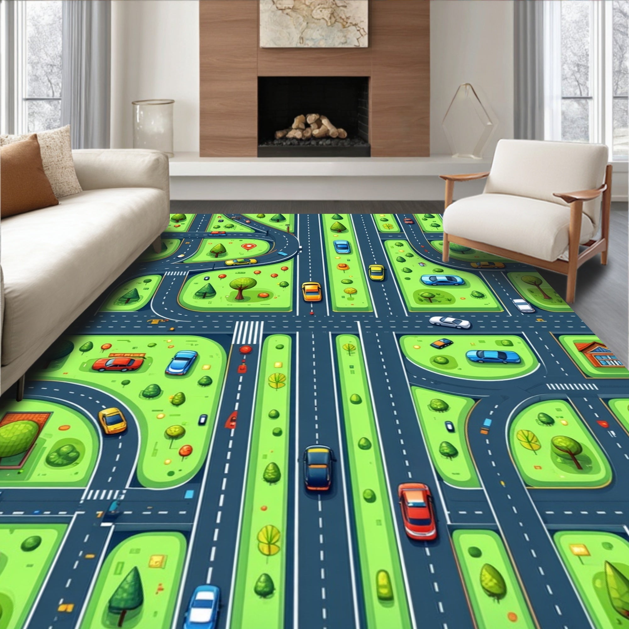 Interactive Road Traffic Playmat for(Blue) - ODIKA