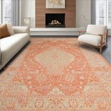 Woven Elegance Area Featuring Subtle Geometric(Orange)