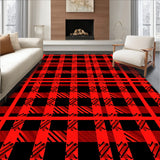Checkered Plaid Decorative Floor with Alternating Squares(Red)