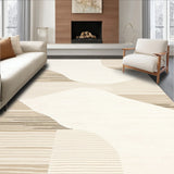 Elegant Wave Stripe Area with Cream and Beige Gradient Contemporary Flow(Beige)