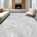 Abstract Brushstroke Wave Motif with Contrasting Bands(Black)