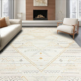 Abstract Diamond Ivory Beige Area with Subtle Geometric Shapes(Beige)
