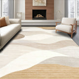 Contemporary Abstract with Flowing Wave Motifs and Sand Hues(Beige)