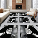 Ultra Soft Area Rug, Non Slip, Stain Resistant, Washable Area Rugs for Living Room, Bedroom, Retro Music Room Non-Slip Rug(Black) - ODIKA