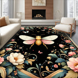 Enchanted Night Garden Featuring Whimsical Bugs and Floral(Black)