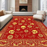 Calavera Botanical Design Door Mats Anti Slip Indoor(Red)