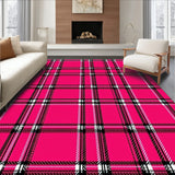 Festive Tartan Accent Featuring Crosshatch Grid Motifs(Pink)