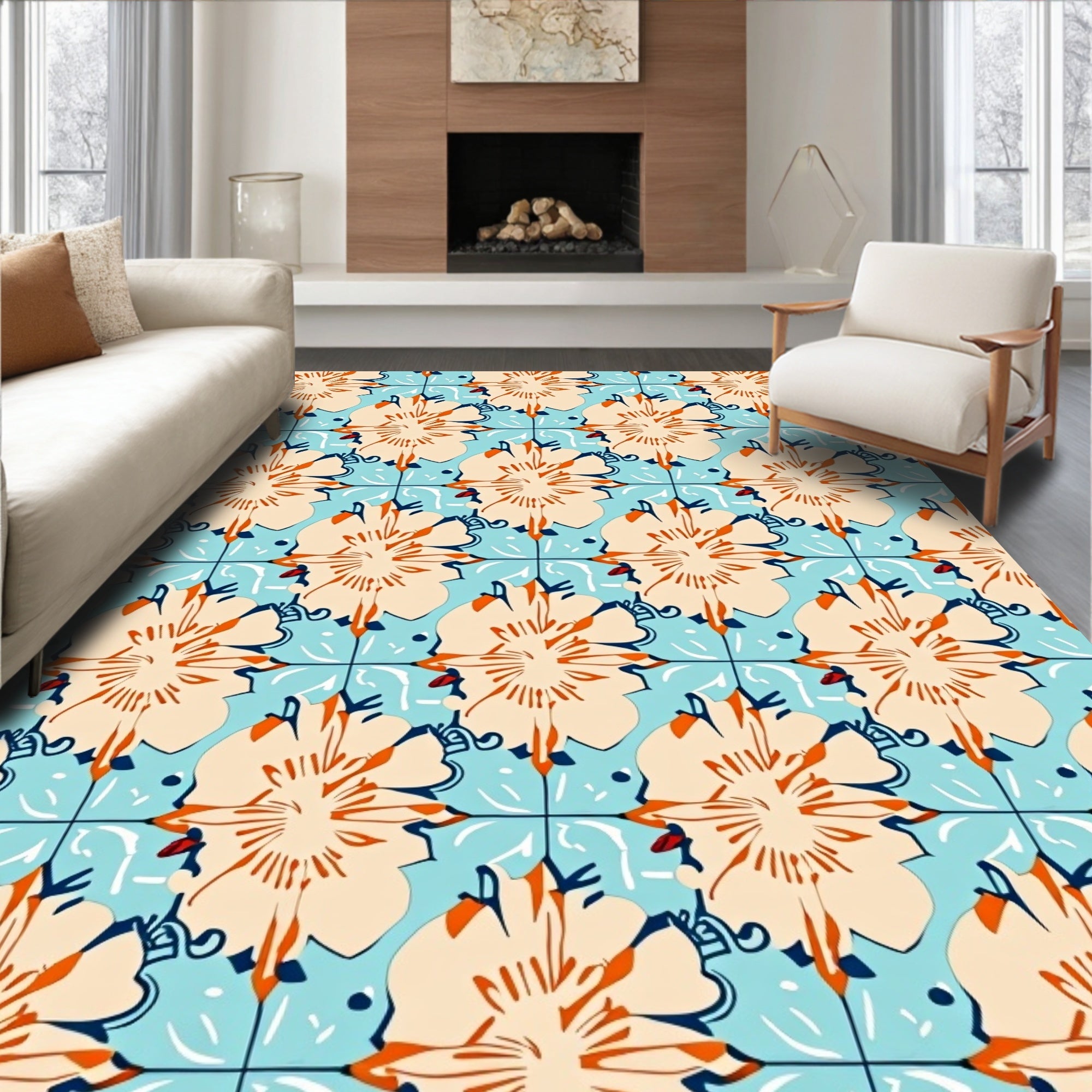 Contemporary Boho Lattice with Delicate Sunburst Details (Blue) - ODIKA