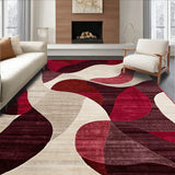 Elegant Burgundy and Beige Abstract Swirl Design Area(Red)