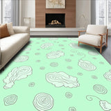 Whimsical Cloud Burst Shag with Spiral Galaxy Motifs (Green)