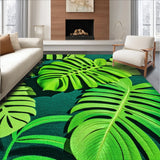 Ultra Soft Area Rug, Non Slip, Stain Resistant, Washable Area Rugs for Living Room, Bedroom, Monstera Leaf Plush(Green)