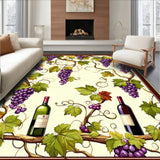 Elegant Moon Shaped Area Rug With Wine Bottle And Grapevine Decorative Design(Beige)
