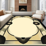 Athens Art Geometric Border Black And Beige Tone(Beige)