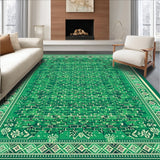 Ultra Soft Area Rug, Non Slip, Stain Resistant, Washable Area Rugs for Living Room, Bedroom, Vintage Oriental Nursery Non-Slip Soft Carpet(Green)