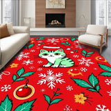Whimsical Cat in Santa Hat with Snowflake and Holiday Ornament Design(Red)