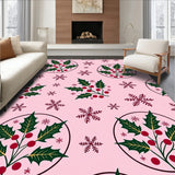 Festive Holly Wreath with Berries and Snowflake Motifs(Pink)