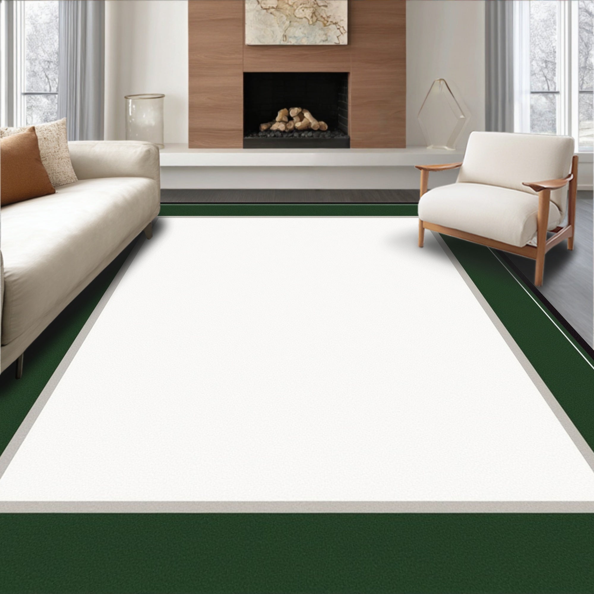 Classic Framed Symmetrical Decorative Corridor Pathway (White) - ODIKA