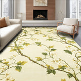 Botanical Beige Runner Floral Hallway Entryway Leaf Mat(Ivory)