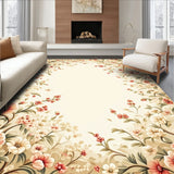 Beige Floral Low Pile Spring Bloom Design(Beige)