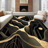 Elegant Black Gold Geometric Waves(Black)