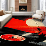 Ultra Soft Area Rug, Non Slip, Stain Resistant, Washable Area Rugs for Living Room, Bedroom, Retro Music Theme Non-Slip Bathroom Rug(Red)