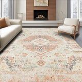 Artisan Crafted Neutral With Distressed Medallion Boho Design(Beige)