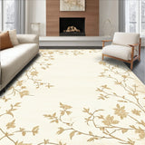 Chic Beige Botanical Whisper Delicate Floral Bloom Area(Beige)