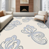 Luxurious Tufted Pile Shag With Elegant Swirl Motif(Ivory)