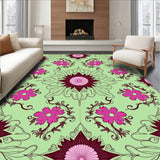 Elegant Damask Blossom with Intricate Vine Motifs (Green) - ODIKA