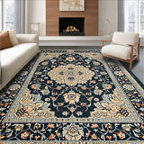 Ultra Soft Area Rug, Non Slip, Stain Resistant, Washable Area Rugs for Living Room, Bedroom, Distressed Vintage Floral Grey Brown Living Room Rug(Blue)