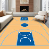 Basketball Court Wood Floor Blue Key Light Blue Lines(Beige)